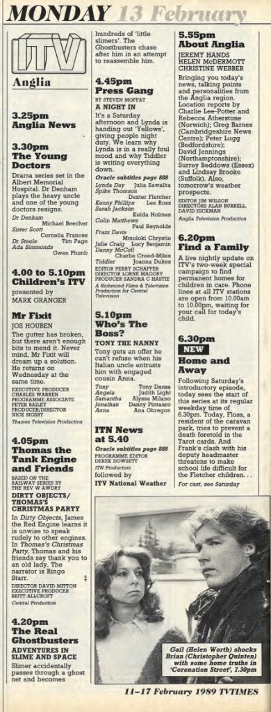 TV Times, 13 Feb 1989 (Anglia) © IPC Media Ltd