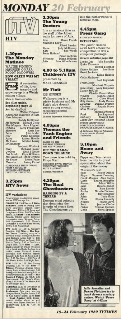 TV Times, 20 Feb 1989 (HTV) © IPC Media Ltd