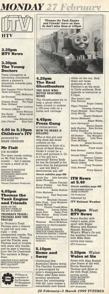 TV Times, 27 Feb 1989 (HTV) © IPC Media Ltd