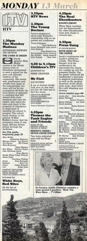 TV Times, 13 March 1989 (HTV) © IPC Media Ltd